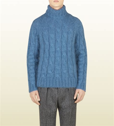 gucci turtleneck zip sweater blue|Gucci Sweaters for Men .